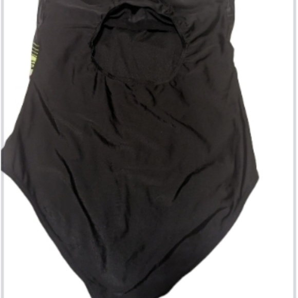 Swimsuit, 1 piece, Black, multicolored print on front, Racer Back-EUC-Size 2XL - Picture 2 of 6